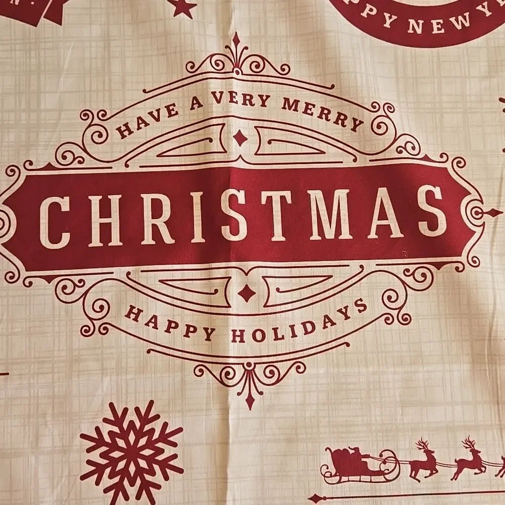 Merry Christmas Shower Curtain Xmas Tree Snowman Elk fabric Rustic Hooks snow